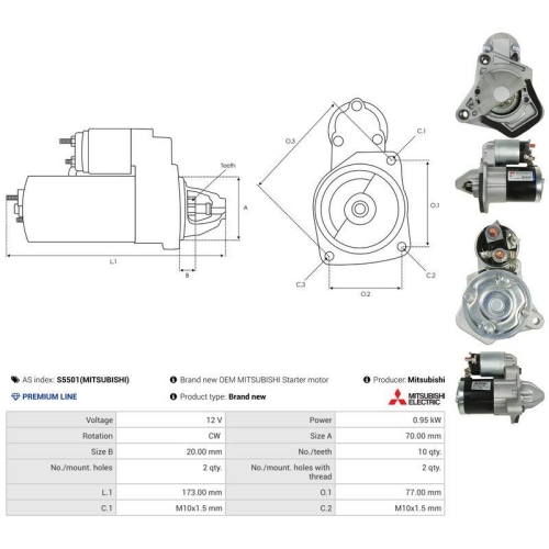 AS-PL Starter Mitsubishi S5501(MITSUBISHI)