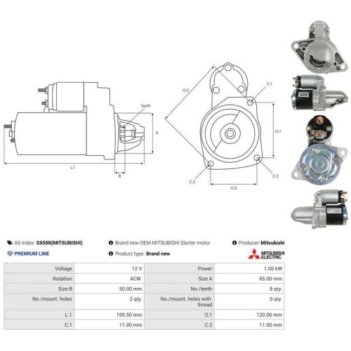 AS-PL Starter Mitsubishi S5508(MITSUBISHI)