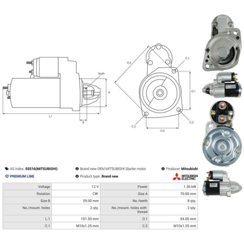 AS-PL Starter Mitsubishi S5516(MITSUBISHI)