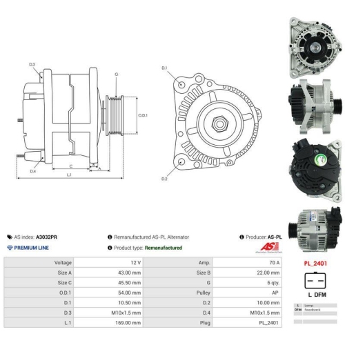 AS-PL Generator Wiederaufbereitet AS A3032PR