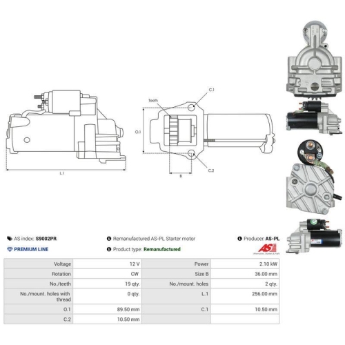 AS-PL Starter Wiederaufbereitet AS S9002PR