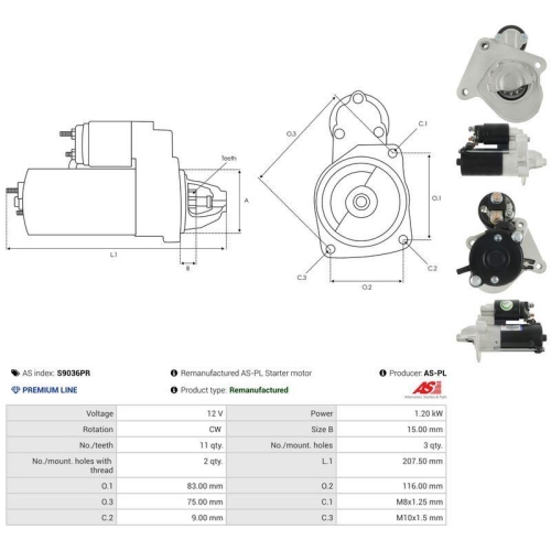 AS-PL Starter Wiederaufbereitet AS S9036PR