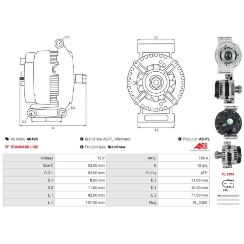 AS-PL Generator Brandneu AS-PL A0494