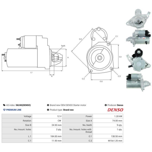 AS-PL Starter Denso S6245(DENSO)