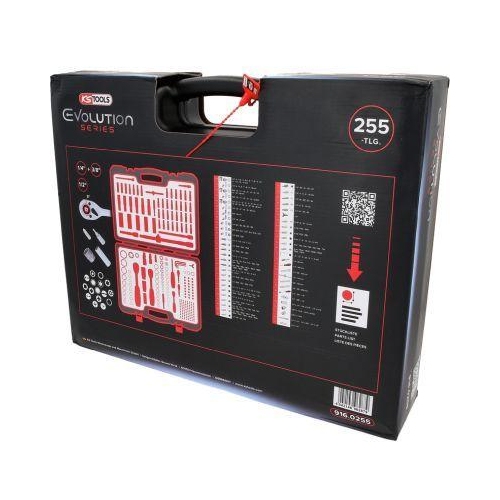 1/4 Zoll+3/8 Zoll+1/2 Zoll Steckschl&uuml;ssel-Satz, 255-tlg KS TOOLS 916.0255