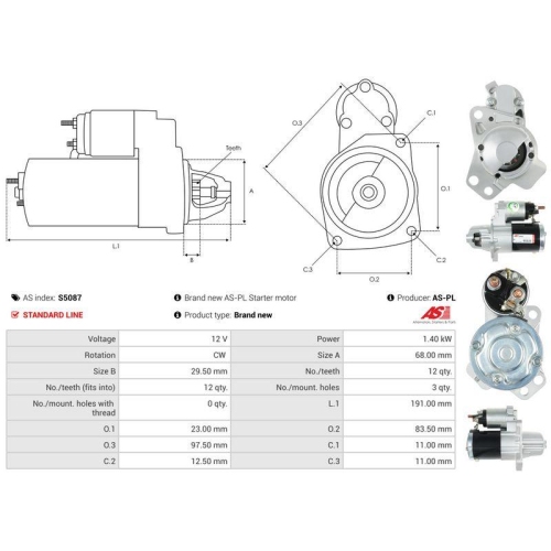 AS-PL Starter Brandneu AS-PL S5087