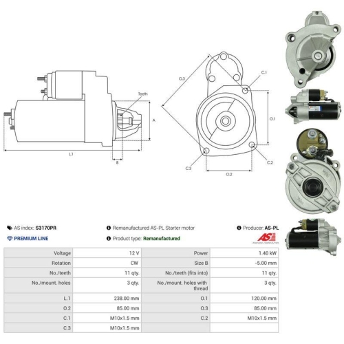 AS-PL Starter Wiederaufbereitet AS S3170PR