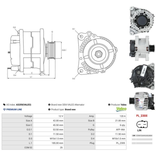 AS-PL Generator Valeo A3259(VALEO)