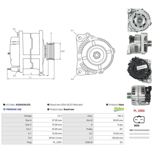 AS-PL Generator Valeo A3264(VALEO)