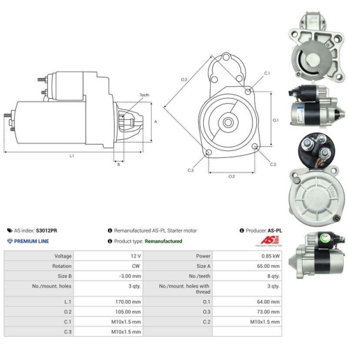 AS-PL Starter Wiederaufbereitet AS S3012PR