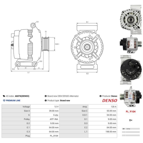 AS-PL Generator Denso A6076(DENSO)