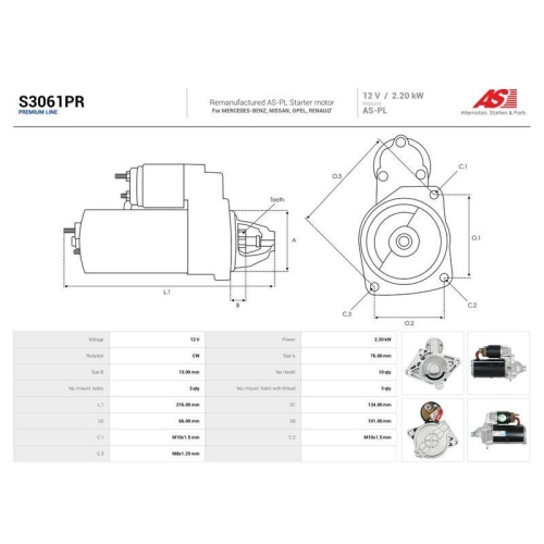 AS-PL Starter Wiederaufbereitet AS S3061PR