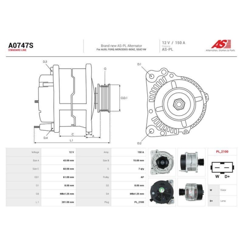 AS-PL Generator AS A0747S