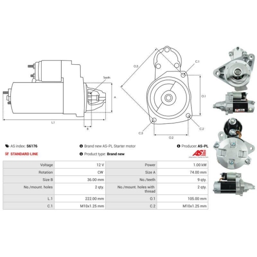 AS-PL Starter Brandneu AS-PL S6176