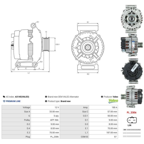 AS-PL Generator Valeo A3145(VALEO)