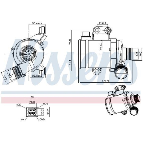 NISSENS Wasserpumpe, Motork&uuml;hlung 832142