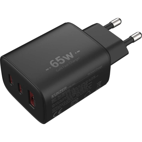 USB-Steckernetzteil 230 Volt 50-60Hz 65W, 1.5A mit 3 Ausg&auml;ngen Kunzer 7USBL230-3