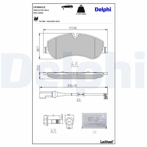 DELPHI Bremsbelagsatz, Scheibenbremse Professional + LP2661LC