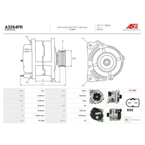 AS-PL Generator Wiederaufbereitet AS A3264PR