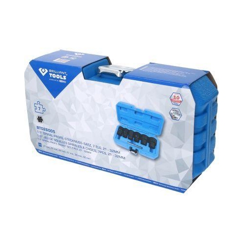 1/2 Zoll Spiral-Profil-Stecknuss-Satz, 7-tlg, 21 - 32mm BRILLIANT TOOLS BT026005