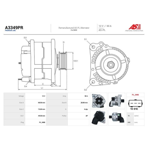 AS-PL Generator Wiederaufbereitet AS A3349PR