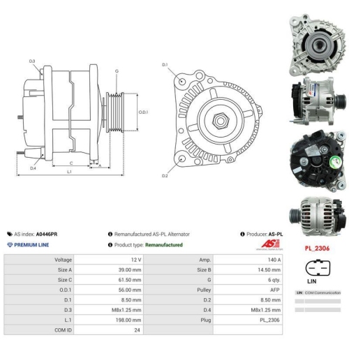 AS-PL Generator Wiederaufbereitet AS A0446PR