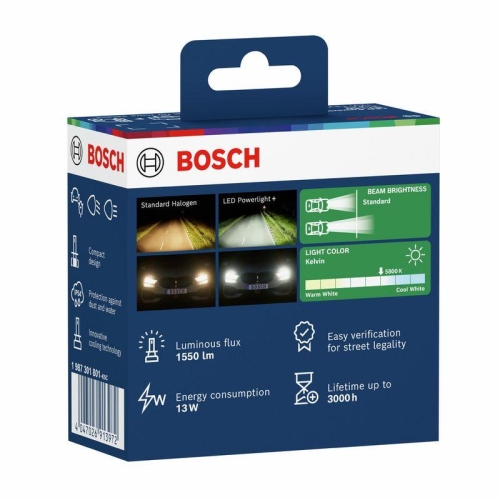 BOSCH Gl&uuml;hlampe, Fernscheinwerfer LED Powerlight+ TWIN 1 987 301 801
