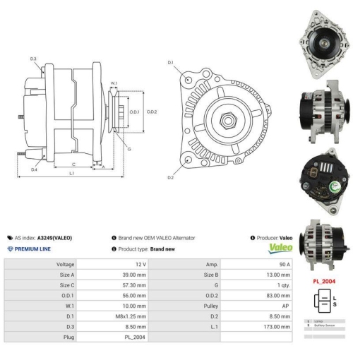 AS-PL Generator Valeo A3249(VALEO)