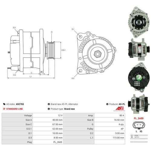 AS-PL Generator AS A9276S