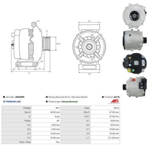 AS-PL Generator Wiederaufbereitet AS A9533PR