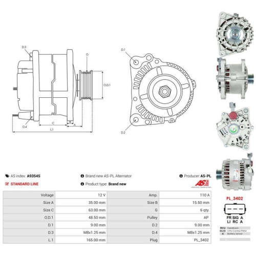 AS-PL Generator AS A9354S