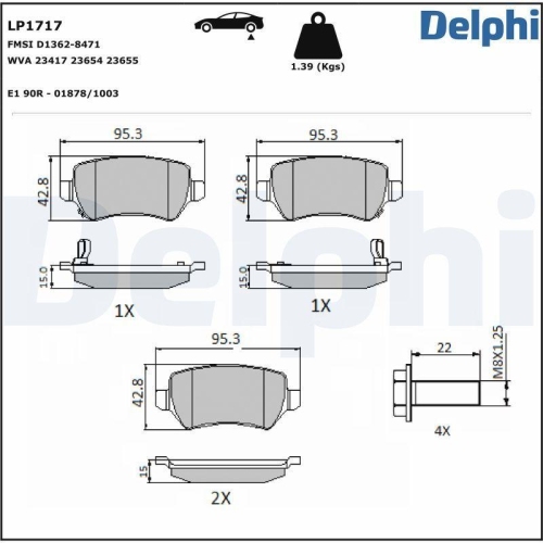 DELPHI Bremsbelagsatz, Scheibenbremse LP1717
