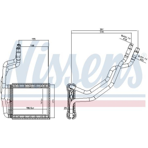 NISSENS W&auml;rmetauscher, Innenraumheizung 707211