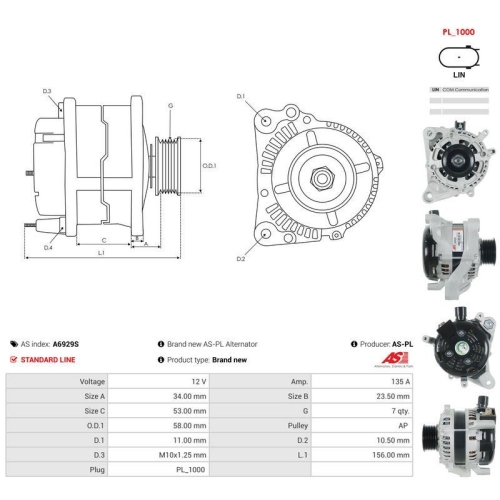 AS-PL Generator AS A6929S