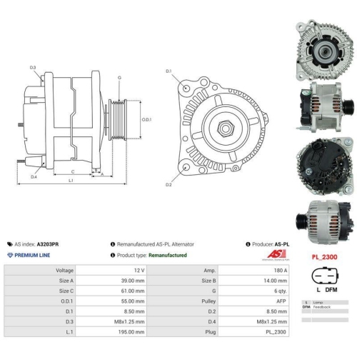AS-PL Generator Wiederaufbereitet AS A3203PR