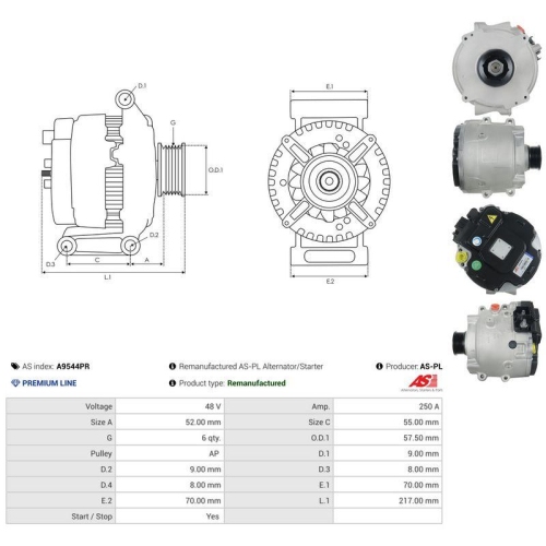 AS-PL Generator Wiederaufbereitet AS A9544PR
