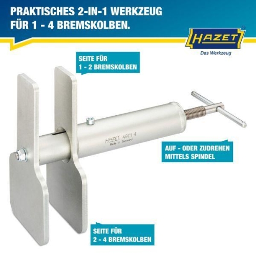 HAZET Bremskolben R&uuml;cksetzwerkzeug f. 1-Kolben und Mehrkolben Bremss&auml;ttel 4971-4