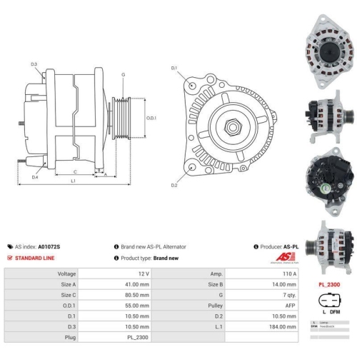 AS-PL Generator AS A01072S
