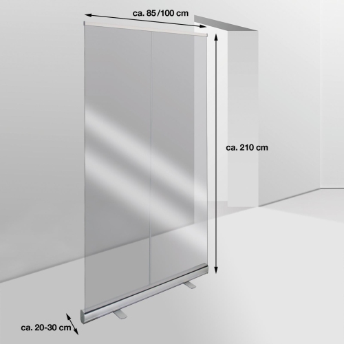 Hygieneschutzwand aus glasklarer PET-Folie Transparent, Folie ca. 85 x 200 cm