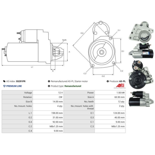 AS-PL Starter Wiederaufbereitet AS S5291PR