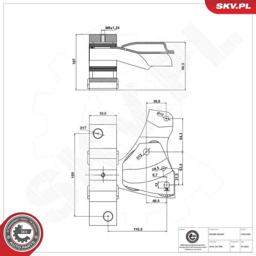 ESEN SKV Lagerung, Motor 75SKV082
