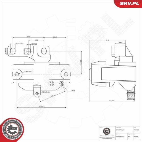 ESEN SKV Lagerung, Motor 75SKV253