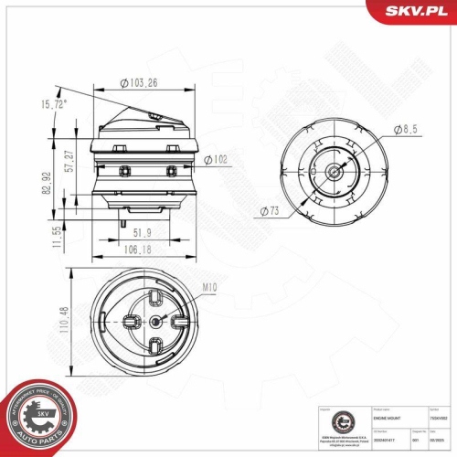 ESEN SKV Lagerung, Motor 75SKV002