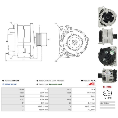 AS-PL Generator Wiederaufbereitet AS A0042PR