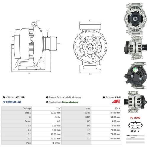 AS-PL Generator Wiederaufbereitet AS A0121PR