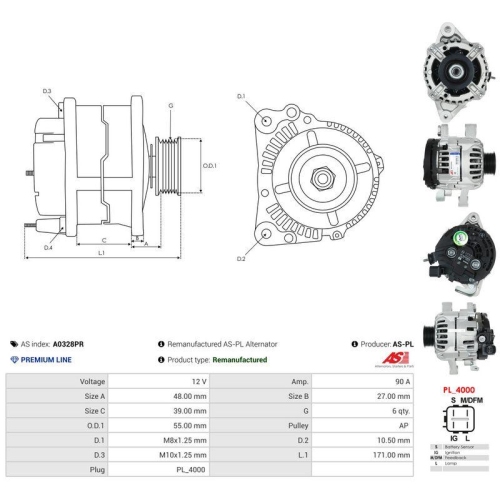 AS-PL Generator Wiederaufbereitet AS A0328PR