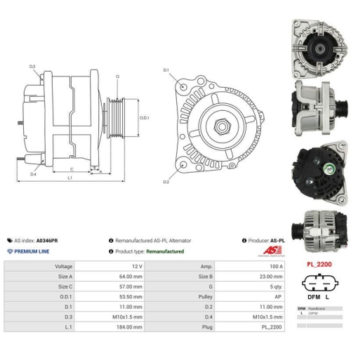 AS-PL Generator Wiederaufbereitet AS A0346PR