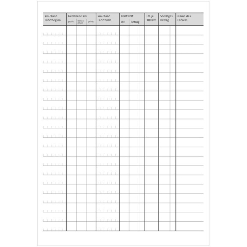 Fahrtenbuch mit 44 Seiten, Format DIN A6 quer EICHNER 9036-00180