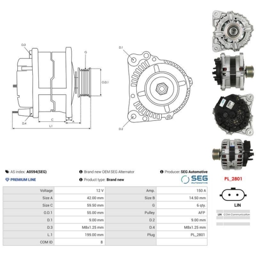 AS-PL Generator SEG Automotive A0594(SEG)