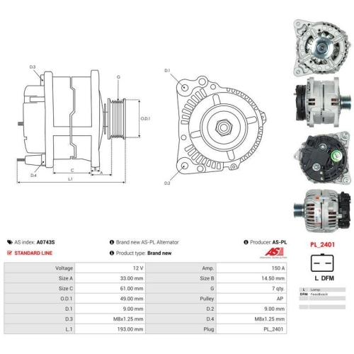 AS-PL Generator AS A0743S